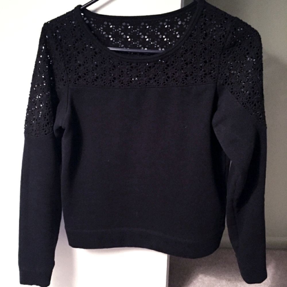 Express Black Lace-Yoke Women's Sweater
